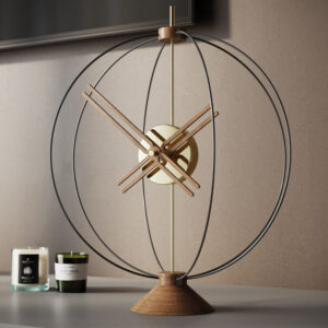 Gold Ceviz Dekoratif Masa Saati