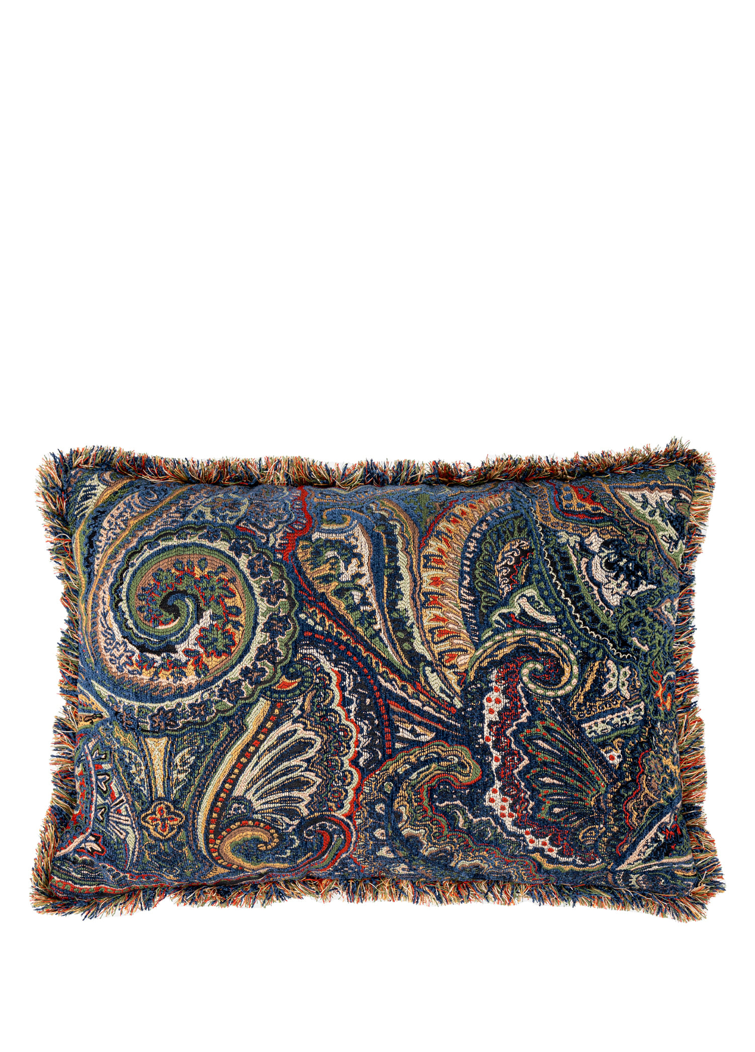 Lacivert Dokuma Kumaş Püsküllü Kırlent